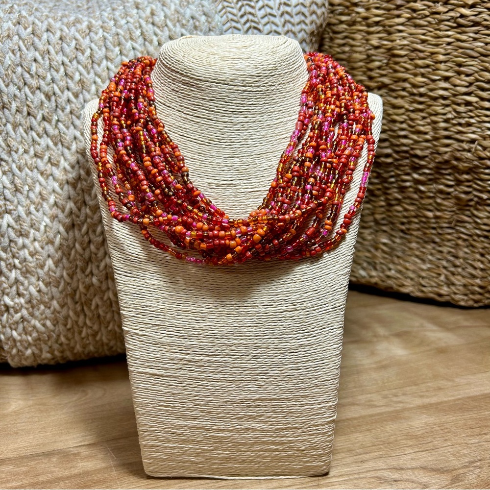 MULTI COLOR 15 STRAND HAND BEADED NECKLACE